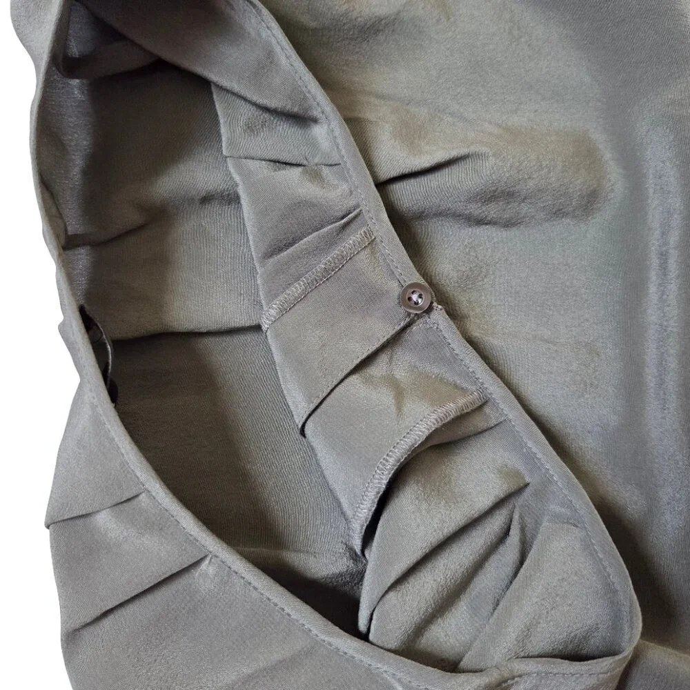 J Crew Blouse Womens 4 Gray 100% Silk Blouse Cap Sleeve Business Casual Classic